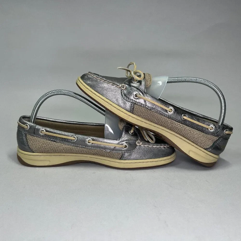 Sperry Women's Size 8.5 Top Sider Silver‎ Boat Shoes